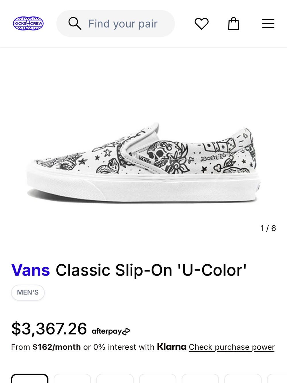Rare U-color Vans classic tattoo canvas